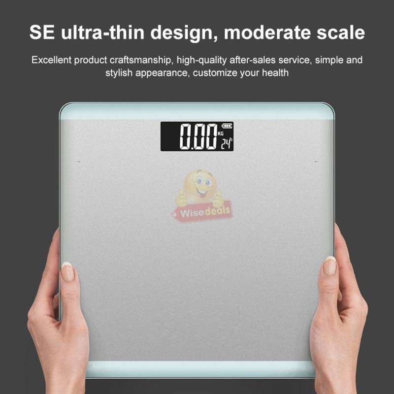 Tempered Glass Electronic Scale with LED Weight Display, Battery Reminder, with Anti-Slip Base