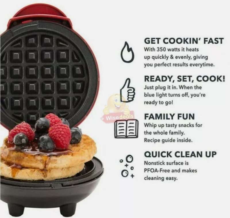 Waffle Maker for Waffles, Paninis, Cake and even Biscuit Pizzas, Non-Stick Surface - START R1 ONLY