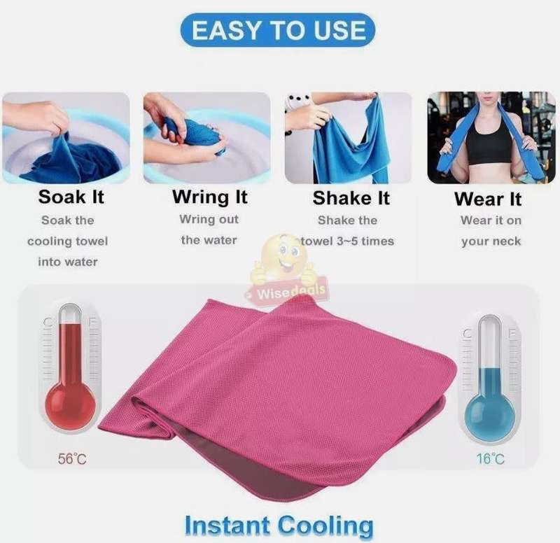 Instant Cooling Towel, Simply just Wet it, Wing it and Snap it and it will get Cooler