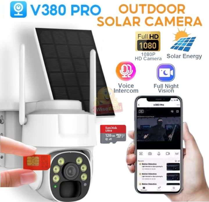 4G PTZ SIM CARD Waterproof IP WIFI SOLAR Camera, Day and Night Vision, Two-Way Audio, V380 PRO APP
