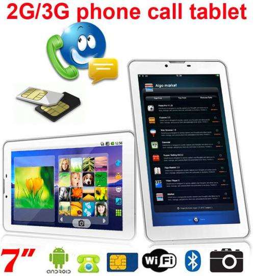 7" Dual Core Android Tablet Smartphone, Dual Sim Card Slots, Dual Cameras, 3G & Wi-Fi - White