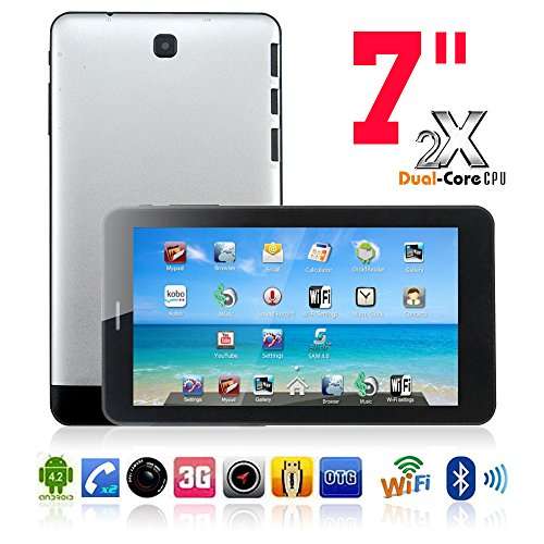 7" 3G Android Tablet Smartphone, Dual SIM Cards, Dual Cameras, GPS, Full HD, Wi-Fi, Bluetooth-Silver