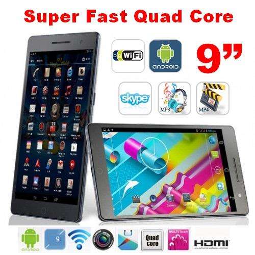 9" Quad Core Android 4.4. Tablet, Dual Cameras, Full HD, Wi-Fi, Bluetooth, 8GB, Touch Screen - Black