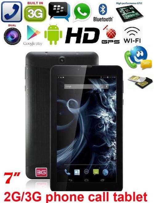 7" Android Dual Core Smartphone Tablet, Wi-Fi, 3G, 2 Sim Card Slots, 2 Cameras, Bluetooth, Facebook