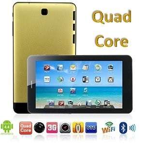 7" Quad Core Android 4.4. Tablet, Dual Cameras, Wi-Fi, Bluetooth, 8GB, Touch Screen - Gold