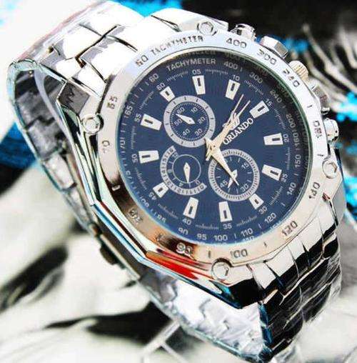 Orlando Men's Luxury Stainless Steel Quartz Blue Wrist Watch