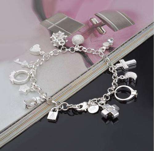 Exquisite 925 Silver Solid Fill Charm Bracelet