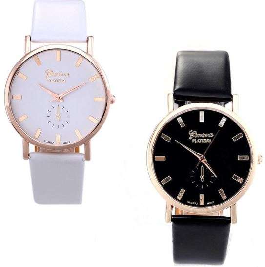 Luxury Ladies Geneva Leather Wrist Watch