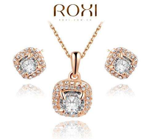 Elegant Crystal Square Shaped Juwellery Set by ROXI