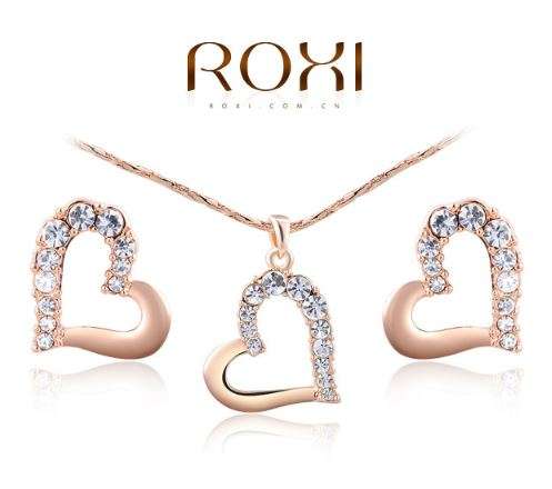 ROXI - Elegant Rose Gold Crystal Heart Juwellery Set