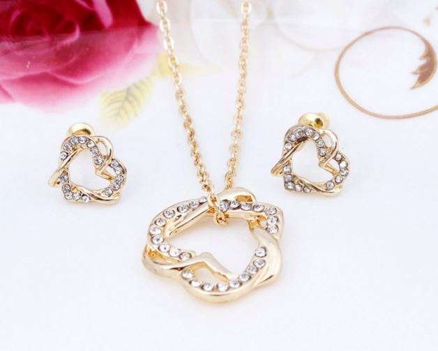 ROXI - Elegant Double Heart Rose Gold Jewellery Set