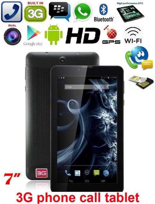 7" Android Smartphone Tablet, Wi-Fi, 3G, Dual Sim Cards, Dual Cameras, Bluetooth, GPS, - Black