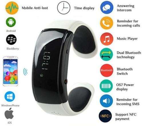 Bluetooth Smartwatch Bracelet for Samsung, Android, Blackberry & iPhone with Pedometer - White