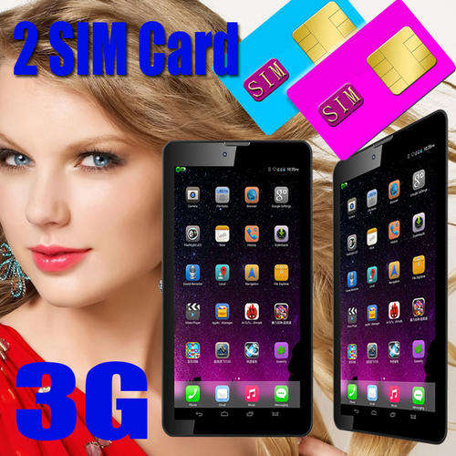 7" Android Smartphone Tablet, Wi-Fi, 3G, Dual Sim Cards, Dual Cameras, Touch Screen, GPS, - Black