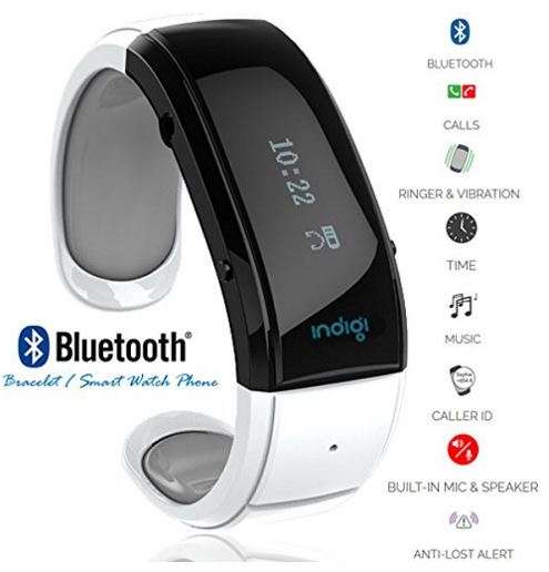 Bluetooth Smartwatch Bracelet for Samsung, Android, Blackberry etc. with Pedometer - White