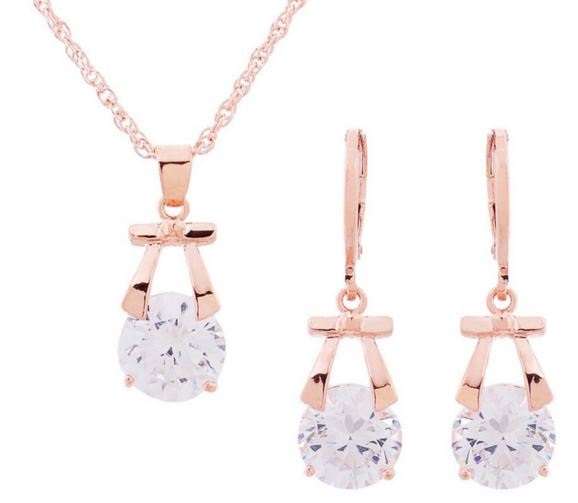Elegant Rosegold Juwellery Set with Cubic Zirconia Stones