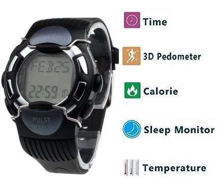 3D Waterproof Sport & Fitness LED Watch with Pedometer, Calories Counter, Heart Rate Monitor -Silver