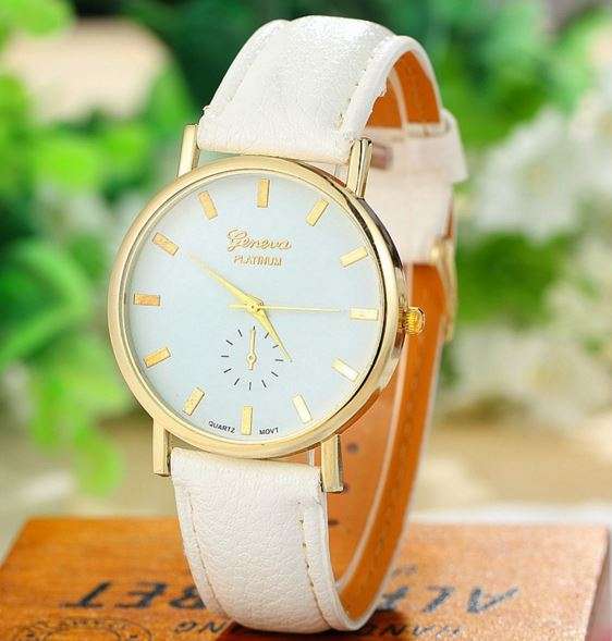 Elegant Ladies Geneva Platinum Wrist Watch
