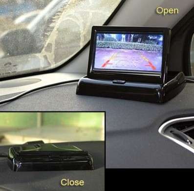 2 Channel 4.3" Foldable Colour Video, DVD & Camera - Rearview Mirror Monitor for Vehicle