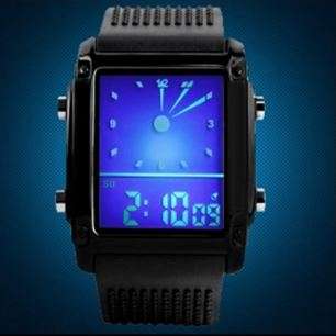 Elegant Military Mens Solar Dual Wrist Watch - Luminous With Seven Colours