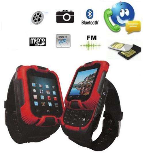 Bluetooth Smartwatch - Touch Screen With Sliding Keyboard, Dual Sim, Camera, FM, Video Playing - RED