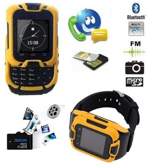 Smartwatch Phone With Touch Screen, Sliding Keyboard, Dual Sim, Camera, FM, Video Playing in YELLOW