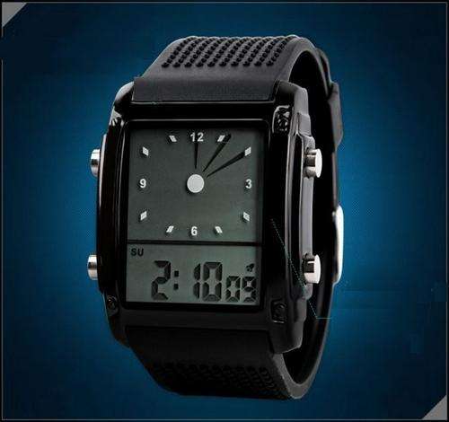 Elegant Military Mens Solar Dual Wrist Watch - Luminous With Seven Colours
