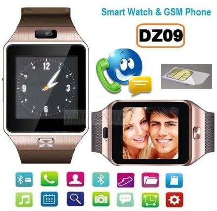 Bluetooth Smartwatch Phone, Sim Card, Camera, Sleep Monitor, SD Card, MP3, Audio & Video - GOLD