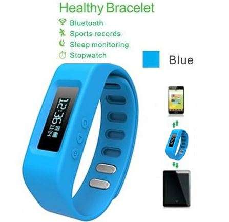 Bluetooth OLED Smartwatch & Fitness Bracelet with Pedometer for Samsung & Android Phones - Blue