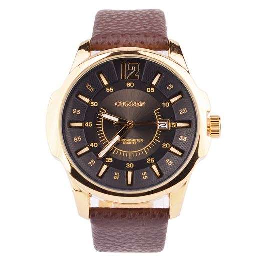 Elegant CURREN 8123 Military Mens Quartz Wrist Watch With Stainless Steel Strap - Black and Gold