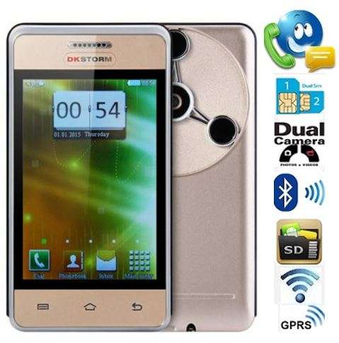 4" LCD Touch Screen Phone With Wi-Fi, GPRS, Dual Sim, Camera, E-Book, Bluetooth etc... Gold