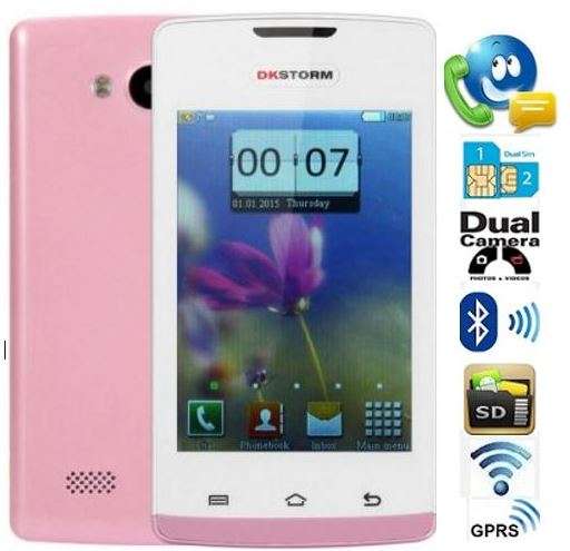4" LCD Touch Screen Phone With Wi-Fi, GPRS, Dual Sim, Cameras, Bluetooth etc... PINK