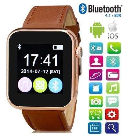 AW08 Bluetooth Smartwatch for IOS iPhone, Android, Samsung, Pedometer, Remote Camera, etc - Gold