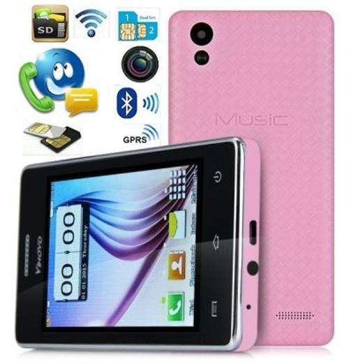 4" Vinovo Music Phone With Wi-Fi, GPRS, Dual Sim, Camera, Touch Screen & Cover Case in Pink