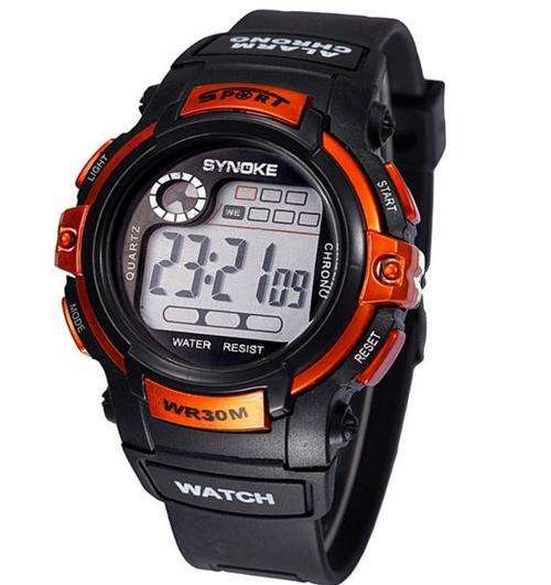 Synoke Chrono LED Sports Wrist Watch, Date & Time, Digital, Alarm, Stopwatch etc in Orange/Black