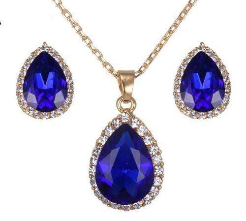 Elegant 18K Gold Plated Jewelry Set with Blue Austrian Crystals - PERFECT MOTHERS DAY GIFT