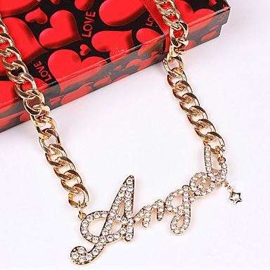 Luxury Solid Gold Plated Cubic Zirconia Angel Pendant With Solid Chain