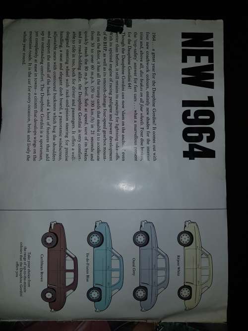 1964 Renault Dauphine Gordini Sales Brochure