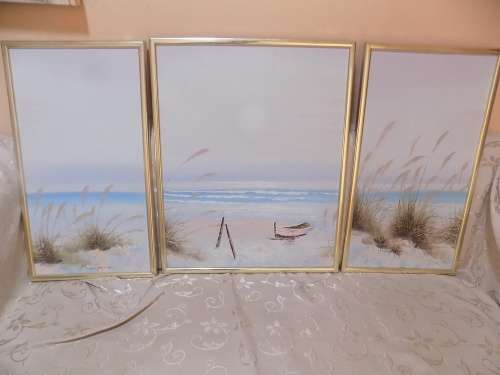Set of Three Sea Scape Oil Paintings - Collection Only (mk)