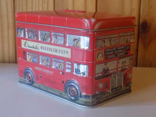 Churchill's Double Decker Bus Savings & Confectionery Tin