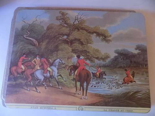 Thick Fox Hunting Scene Place Mat with Cork Backing