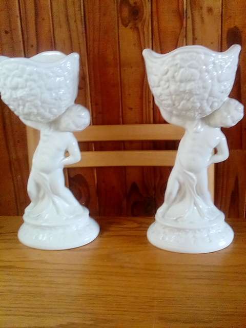Stark White Figurine with Bowl - Stamped at the Bottom