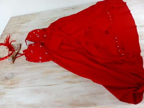 Age 16 - 18 Red One Piece Dance Outfit with Support Bra