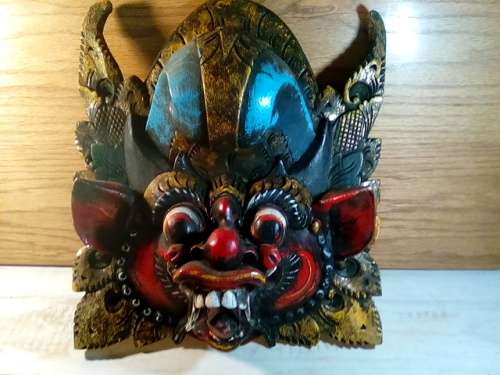 Frightful Looking Possible Oriental Wooden Wall Hanging