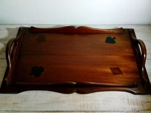 Lovely Vintage Wooden Tray with Poker Design