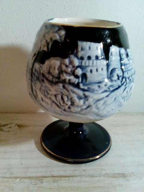 Lovely Blue & White Goblet with Raised Detail