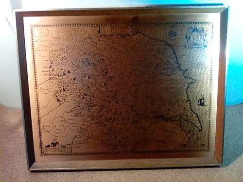 Framed Vintage Etching on Copper Plaque of Yorkshire Map