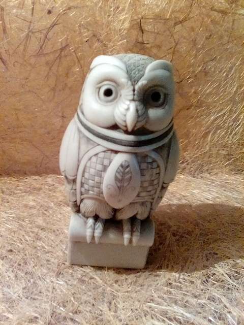 Highly Collectable John Biccard Prof d'Owl Crushed Marble Sculpture