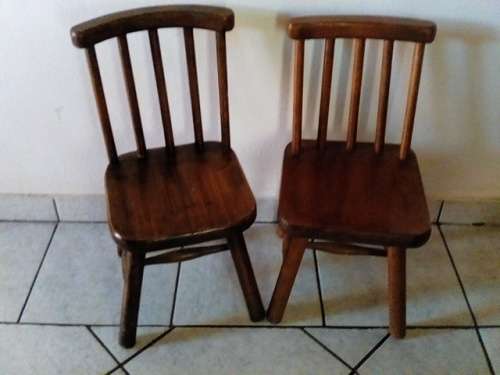Two Old Solid Wood Kiddies Chairs - Slight Touch Ups - Collection Only