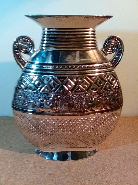 Solid Metal Egyptian or Moroccan Style Vase
